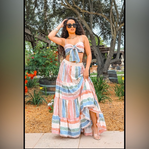 Other - Colorful Striped Two-Piece Set